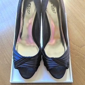 Navy, open toe heels (size 9.5)